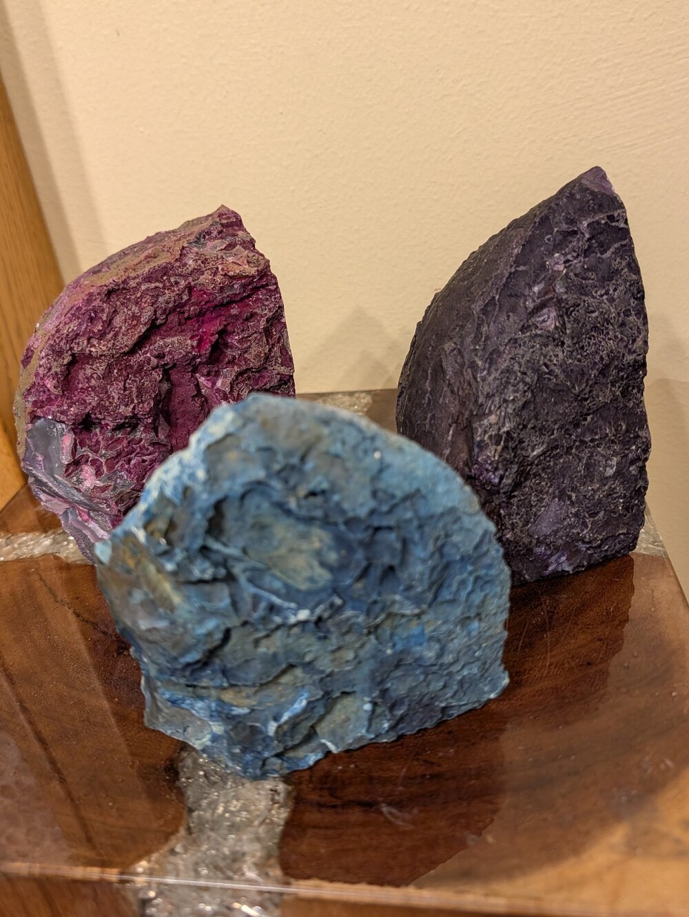 Agate Geode Sections 3pc Set Teal, Pink & Purple - Picture 7 of 16